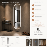 Specchio Da Muro Ovale Con Illuminazione Led A 3 Tonalità Di Luce - Ferretti