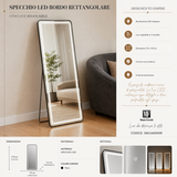 Specchio Da Terra/Muro Rettangolare Con Illuminazione Led - Ferretti