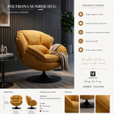 Poltrona Girevole Senape In Stile Retrò 85X80X81cm - Ferretti