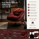 Poltrona Relax Girevole Bordeaux In Stile Retrò - Ferretti