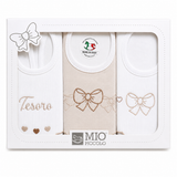 Set 3 Bavaglini Neonato Ricamati 100% Cotone art.305 dis.970 - Mio Piccolo