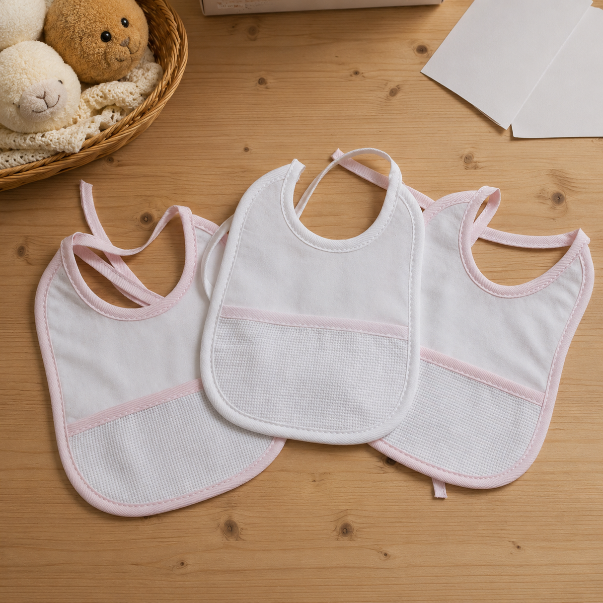 Set 3 Bavaglini Neonato con Tela Aida Da Ricamare 100% Cotone art.191 dis.008 - Mio Piccolo (Copia)