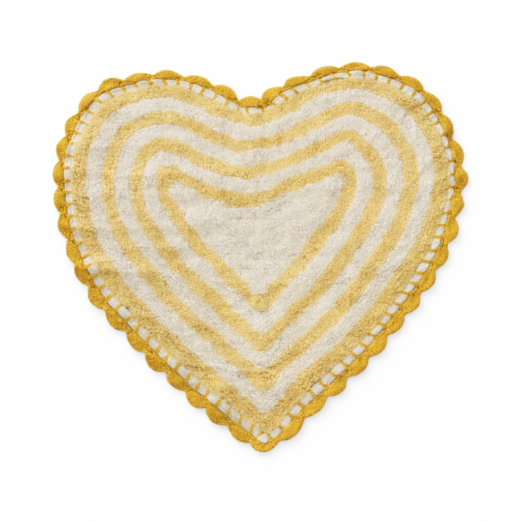 Tappeto Bagno All Around Cuore Righe con Merletto Atelier 17 in Cotone 65x65 cm – 5 Color