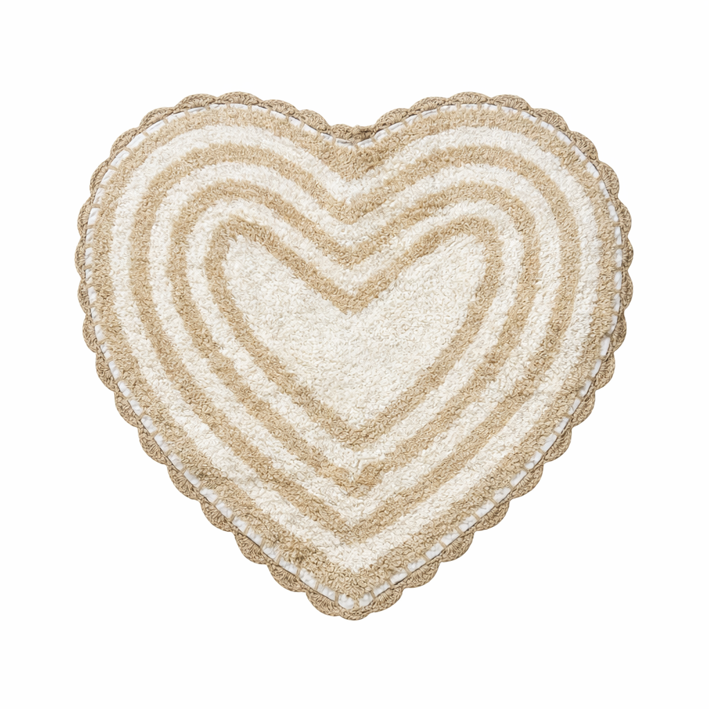 Tappeto Bagno All Around Cuore Righe con Merletto Atelier 17 in Cotone 65x65 cm – 5 Color