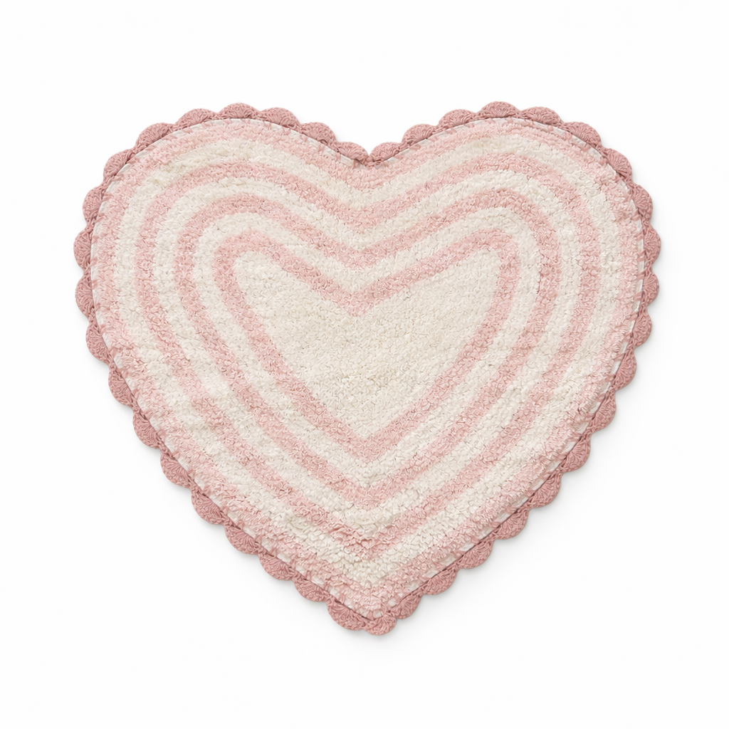 Tappeto Bagno All Around Cuore Righe con Merletto Atelier 17 in Cotone 65x65 cm – 5 Color