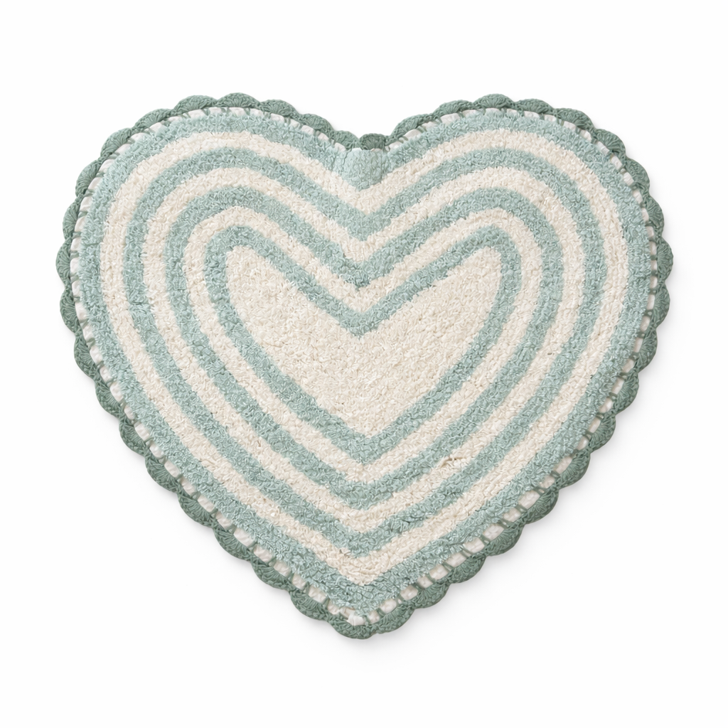 Tappeto Bagno All Around Cuore Righe con Merletto Atelier 17 in Cotone 65x65 cm – 5 Color