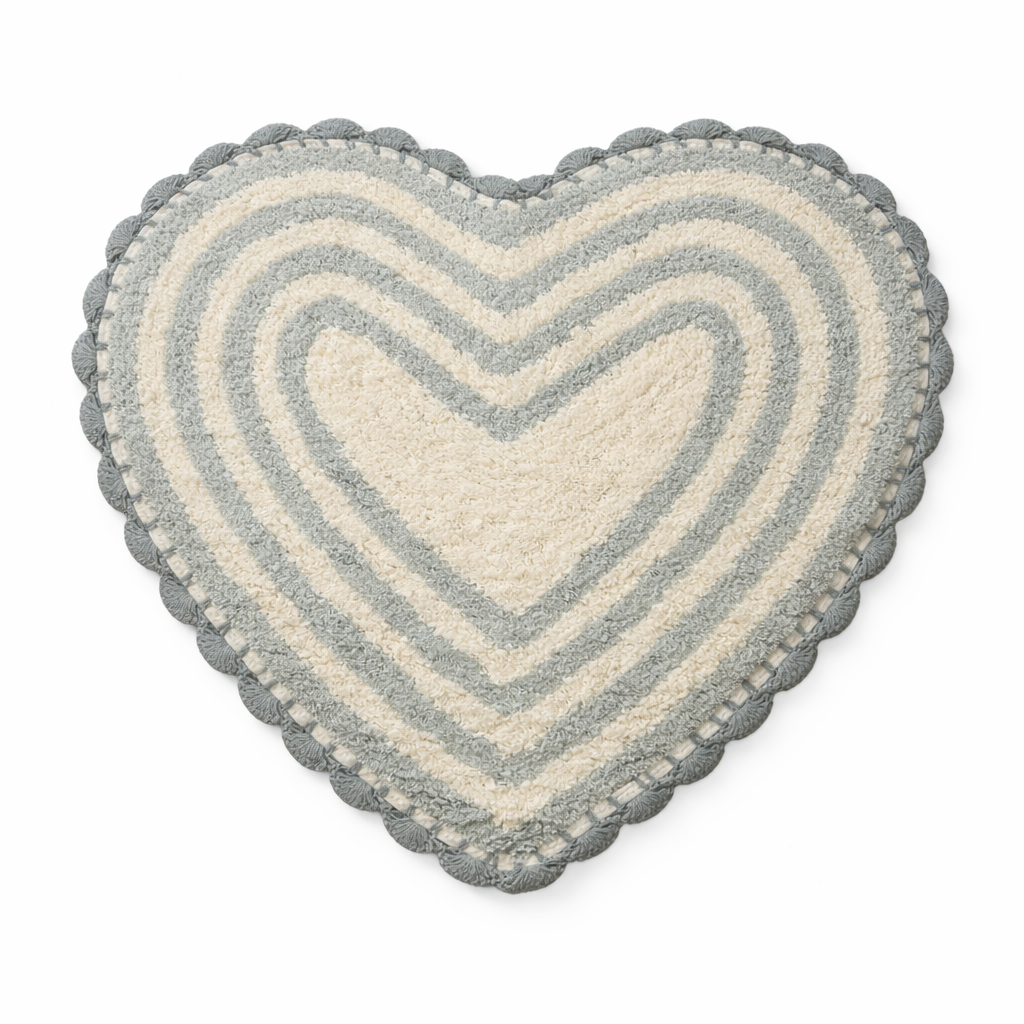 Tappeto Bagno All Around Cuore Righe con Merletto Atelier 17 in Cotone 65x65 cm – 5 Color