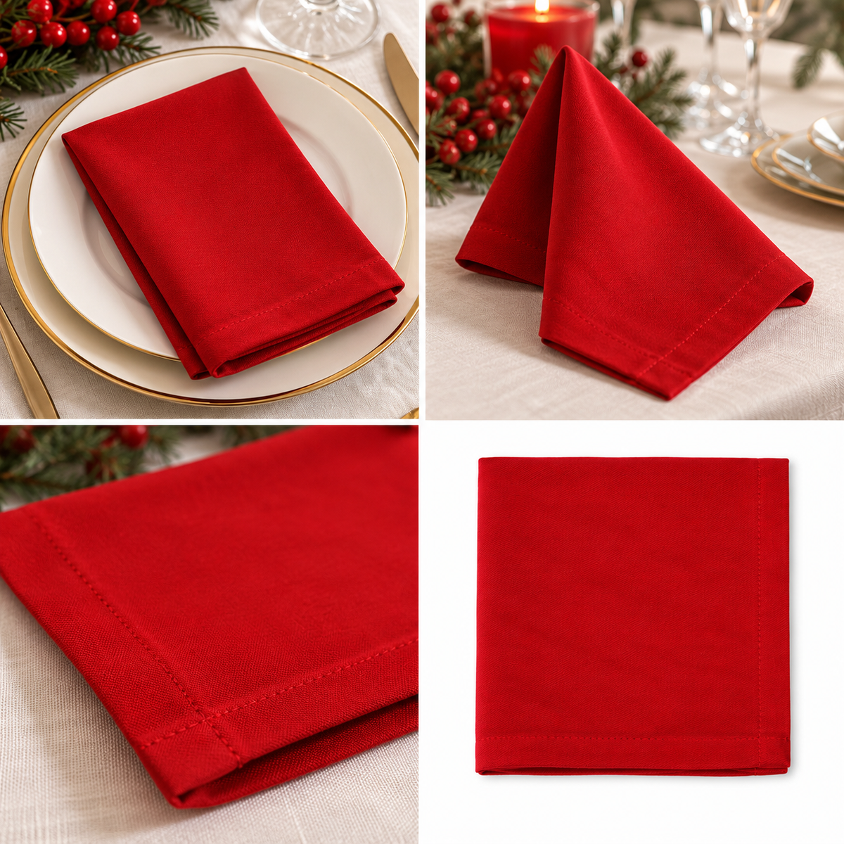 Tovagliolo da Tavola Rosso in 100% Cotone 50x50 cm – Venduto Singolarmente
