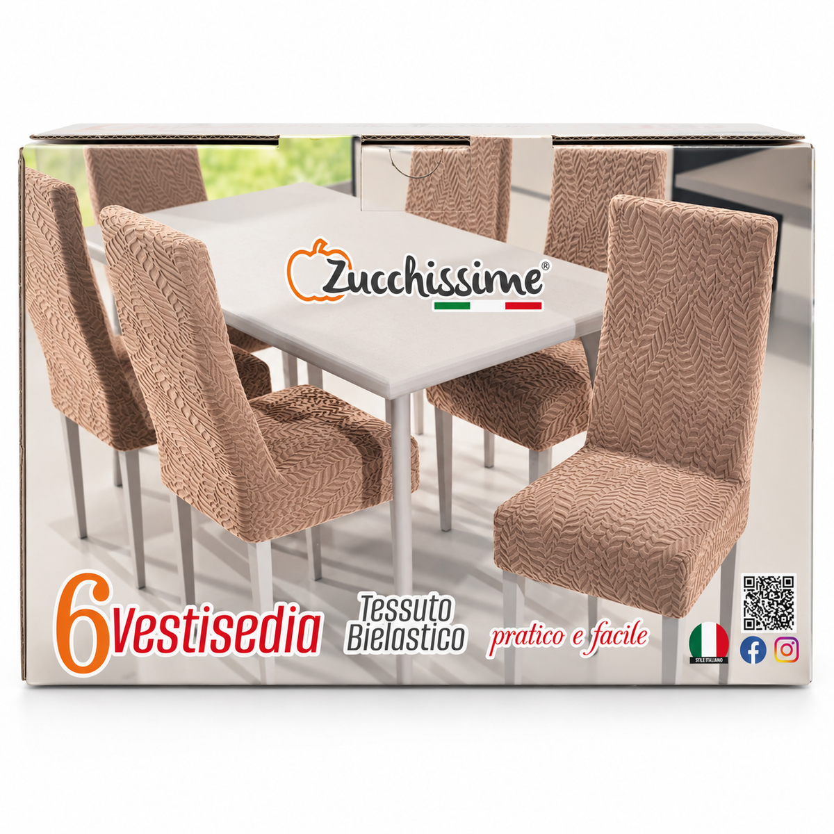 Set 6 Coprisedia in Tessuto Bielastico con Lavorazione in Rilievo GUFINO- Zucchissime
