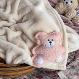 Plaid My Teddy in Flannel con Orsetto Applicato 155x205 cm - L'Atelier17