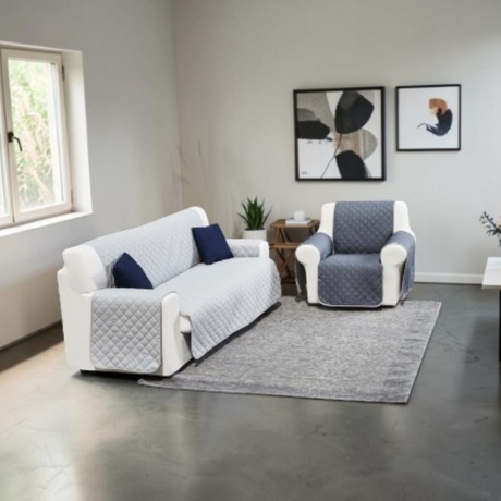 Copripoltrona Trapuntato Genius Natural in Cotone Double-Face - Biancaluna