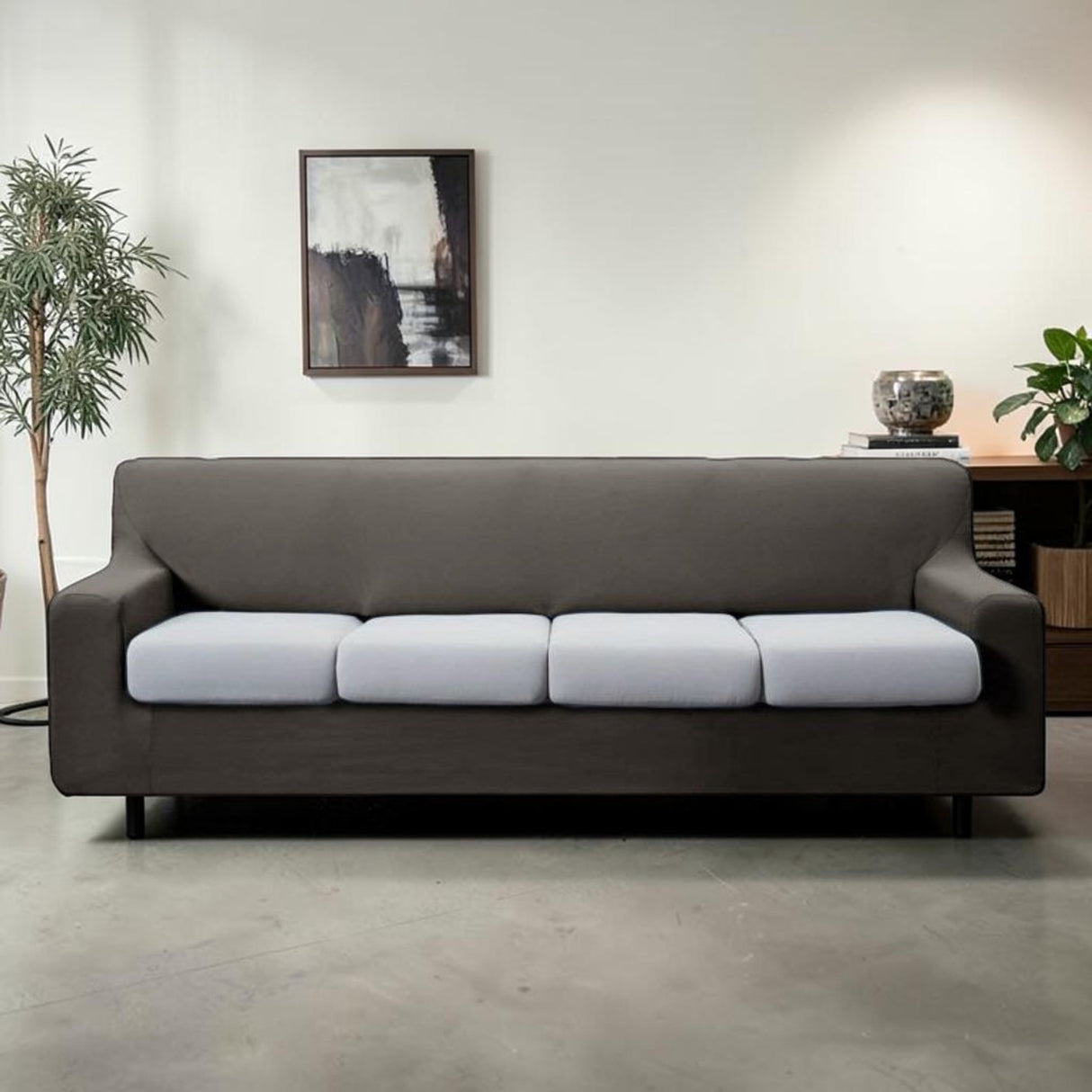 Copridivano Bielastico Antimacchia Tinta Unita Genius XL 4 Posti da 260 a 300 cm - Biancaluna