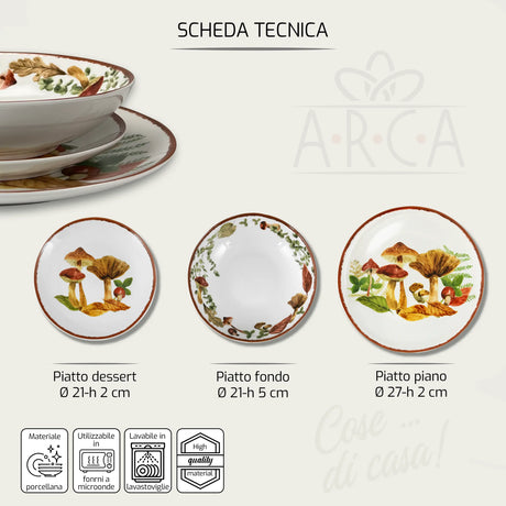 Set 18 Piatti Bosco In Tavola In Porcellana- Arca