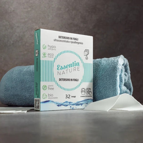 Detersivo Lavatrice Ecologico in Fogli Essentia 32 Lavaggi – Ipoallergenico, Vegan, Senza Plastica