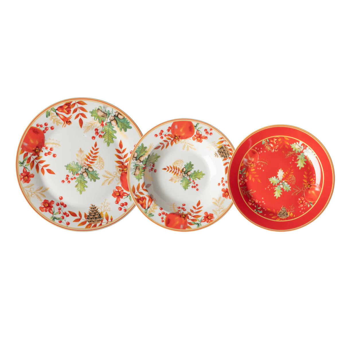 Servizio Piatti x6 Persone RED FLORAL CHRISTMAS by Gusto Casa