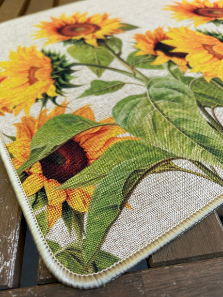 Passatoia Cucina Antiscivolo Girasole Effetto Lino con Fondo Gommato