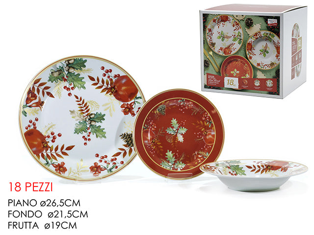 Servizio Piatti x6 Persone RED FLORAL CHRISTMAS by Gusto Casa