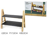 Stand Antipastiera in Legno con 2 Ripiani in Ardesia 32 x 17,5 x 28,5 cm - Gusto Casa