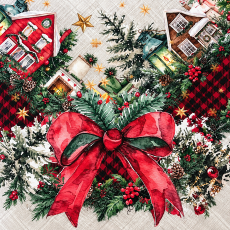 Centrotavola Natalizio Tiffany Xmas Dis. 3 93x93 cm in 100% Cotone - Vingi