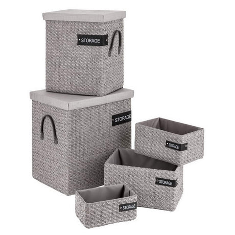 Storage Portabiancheria Tessuto Grigio con Coperchio Montemaggi – Disponibile in 3 Misure