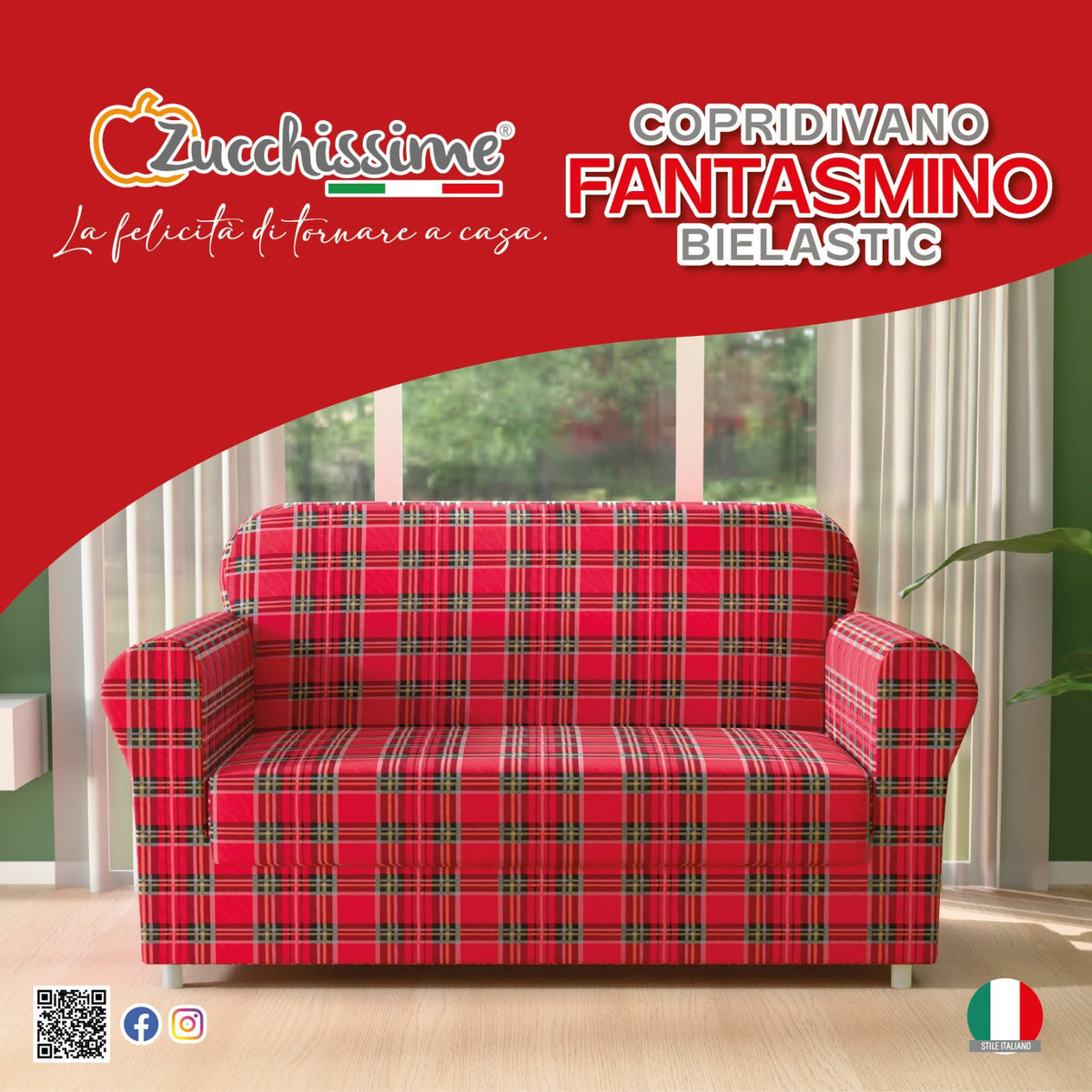 Copridivano Fantasmino Natalizio in Tesssuto Bielastico da 2 a 4 Posti - Zucchissime