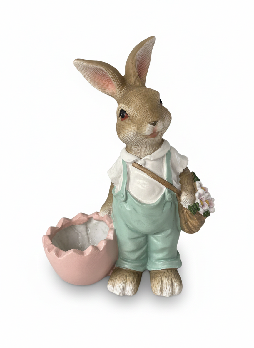 Coppia Conigli in Resina – Coniglietto dell’Orto 16x22 cm