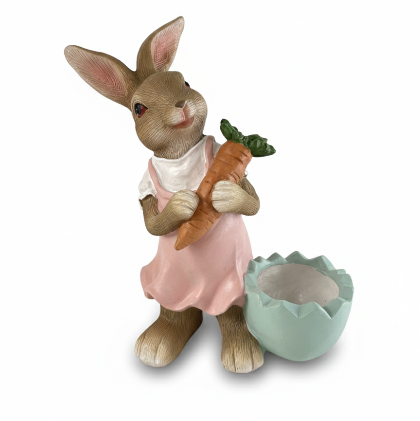 Coppia Conigli in Resina – Coniglietto dell’Orto 16x22 cm