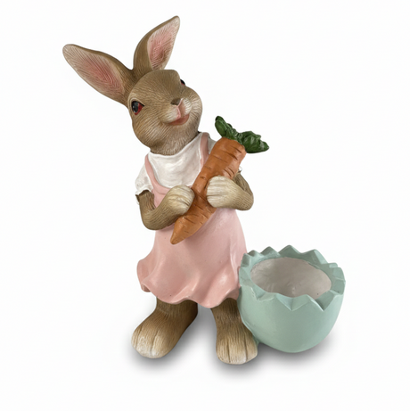 Coppia Conigli in Resina – Coniglietto dell’Orto 16x22 cm