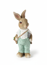 Coppia Conigli in Resina – Coniglietto Giardiniere 14x27 cm