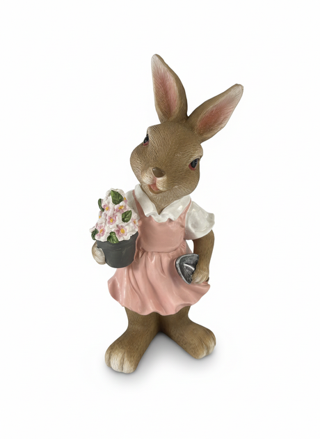 Coppia Conigli in Resina – Coniglietto Giardiniere 14x27 cm