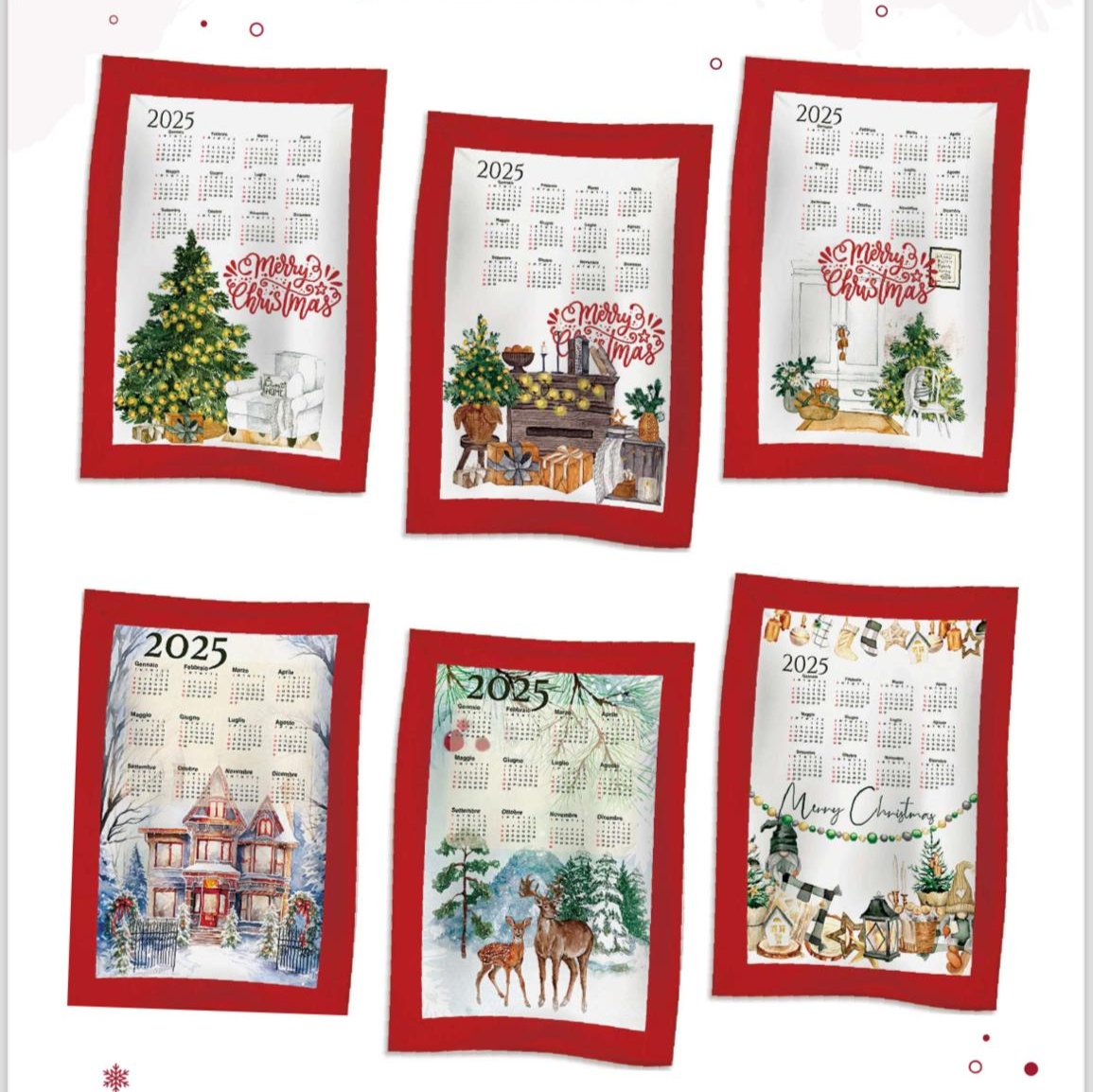 Set 6 Strofinacci TIFFANY XMAS Calendario 2025 dis.9 by Vingi