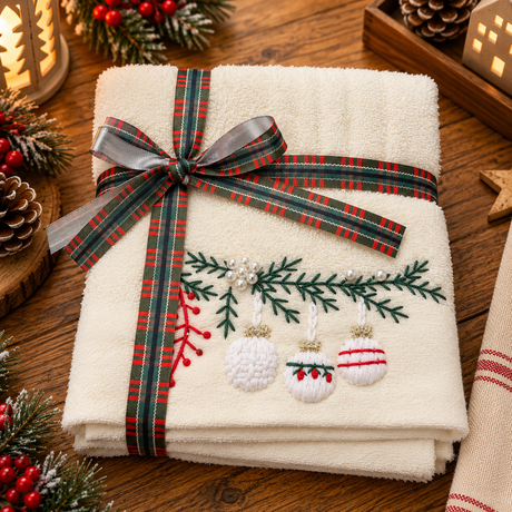 Set Asciugamani Natalizi 1+1 Viso e Ospite Handmade Xmas - L'Atelier17