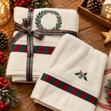 Set Asciugamani Natalizi 1+1 Viso e Ospite Fiocco di Natale - L'Atelier17
