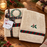 Set Asciugamani Natalizi 1+1 Viso e Ospite Fiocco di Natale - L'Atelier17