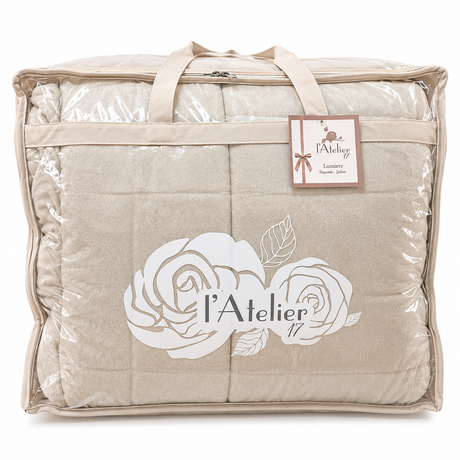 Trapunta Matrimoniale Lumiere con Federe Effetto Velluto con Rouches Imbottitura 270 g/m² - L'Atelier17