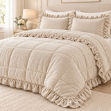 Trapunta Matrimoniale Lumiere Effetto Velluto con Rouches Imbottitura 270 g/m² - L'Atelier17