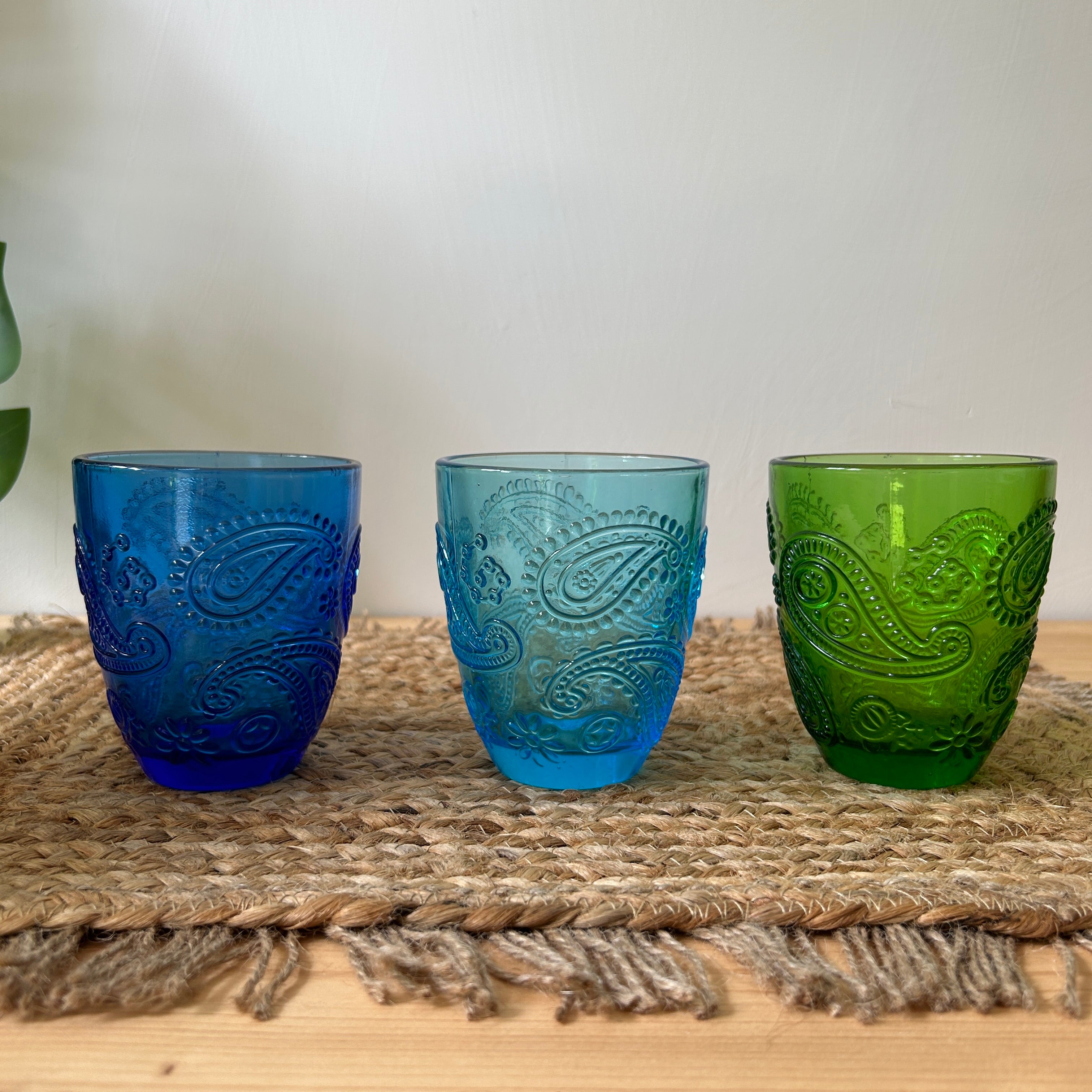 Excelsa Lisbona Set 6 Bicchieri In Vetro Soffiato 340ml Con Fondo Decorato Colorato