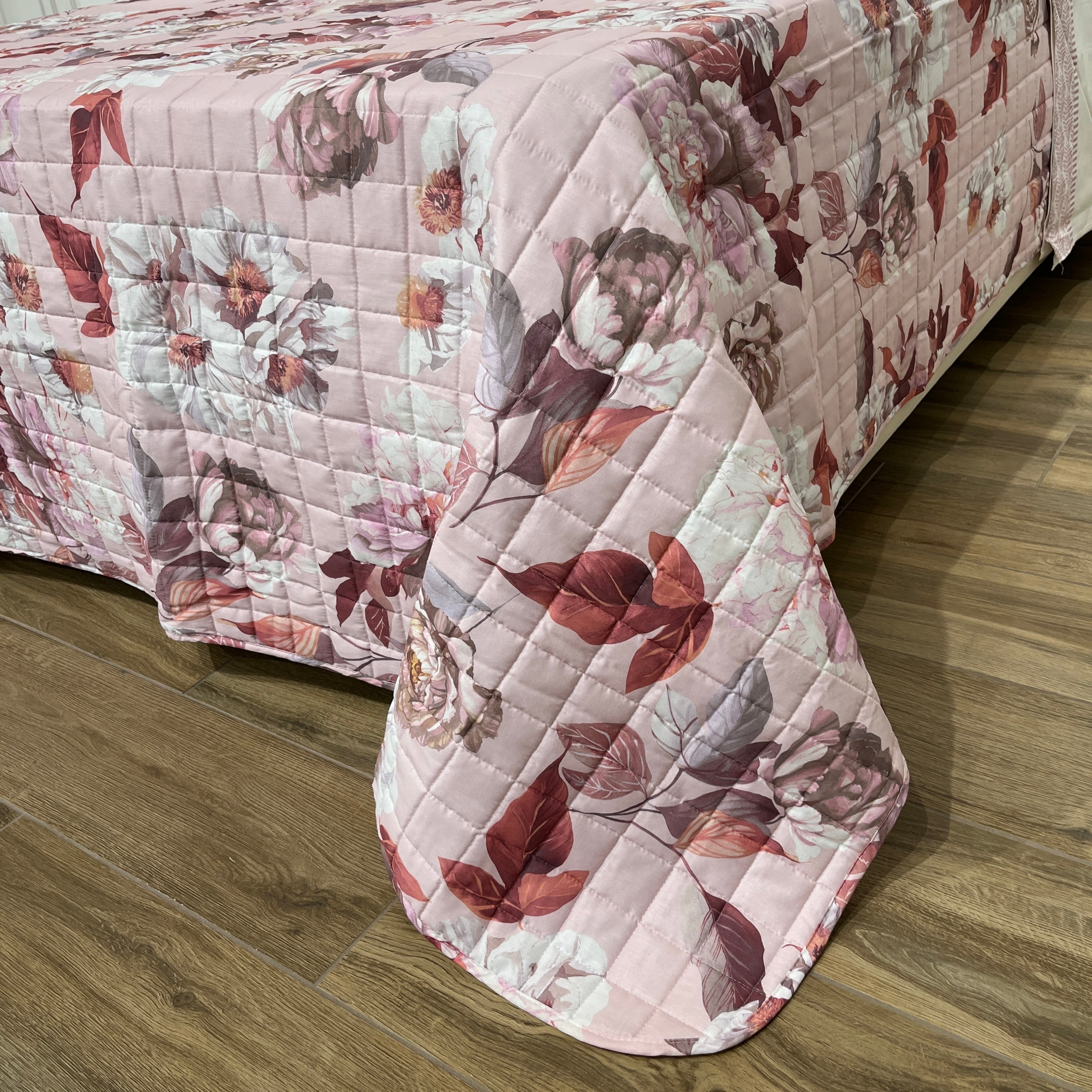 Gabel Trapunta Matrimoniale Peony Grigio 260x260 Cm - Puro Cotone, Imbottitura Anallergica, Made In Italy, Certificata Oeko-Tex