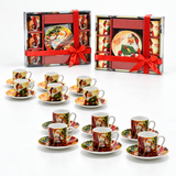 Set 6 Tazzine da Caffè Natalizie c/Piattini Babbo Natale - Vestiamo Casa