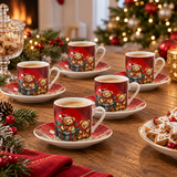 Set 6 Tazzine da Caffè Natalizie c/Piattini con Orsetti - Vestiamo Casa