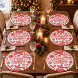 Set 6 Tovagliette Natalizie Rotonde Merry Christmas Ø 38 cm - Arca