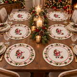Set 6 Tovagliette Natalizie Rotonde Santa Claus Ø 38 cm - Arca