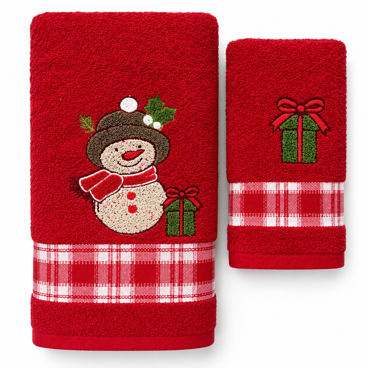 Set Asciugamani 1+1 Natalizi Snow Xmas in Spugna 100% Cotone - Vingi