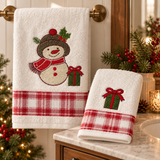 Set Asciugamani 1+1 Natalizi Snow Xmas in Spugna 100% Cotone - Vingi