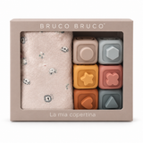 Set Regalo Baby Copertina con 6 Cubi Sensoriali Impilabili in Silicone - Bruco Bruco