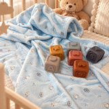 Set Regalo Baby Copertina con 6 Cubi Sensoriali Impilabili in Silicone - Bruco Bruco