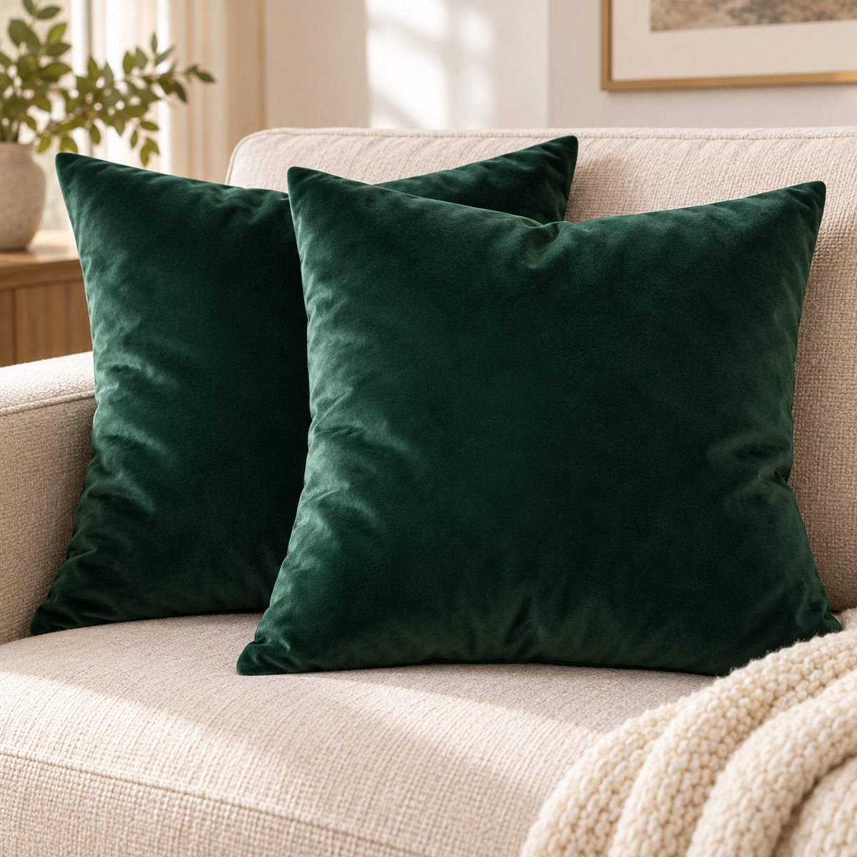 Coppia Cuscini Arredo Velvet 42x42 cm Effetto Velluto Sfoderabili – BA