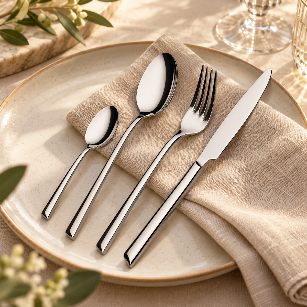 Set 24 Posate Sintesi Acciaio Inox Lucido Nickel Free in Scatola Vetrina - Domus&Design