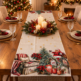Runner Natalizio Tiffany Xmas Dis. 6 Babbo Natale 45x140 cm in 100% Cotone - Vingi