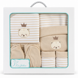 Set Nascita Neonato 5 Pezzi 100% Cotone con Cappellino, Muffolette, Bavetto e Completo Tutina art. LJ3591 dis. 02 - Les Jolies